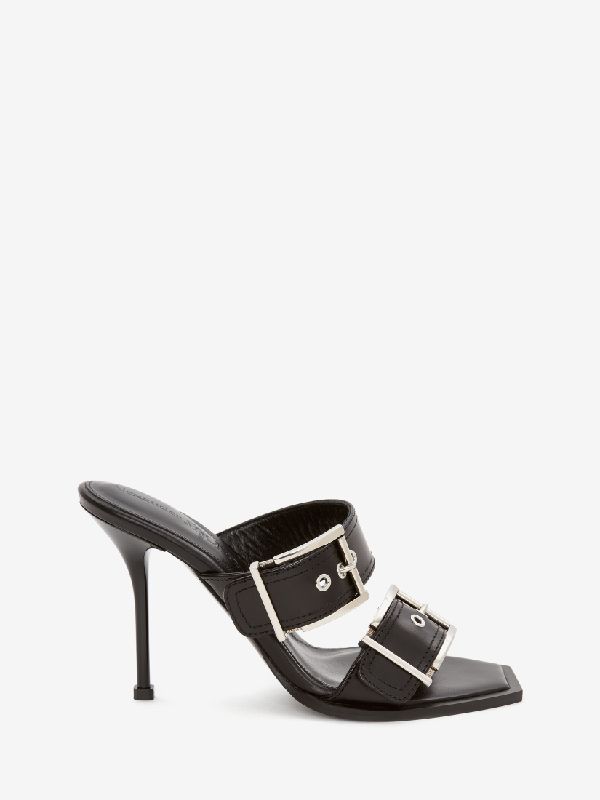 Square-toe Double Buckle Punk
  Mule Heel