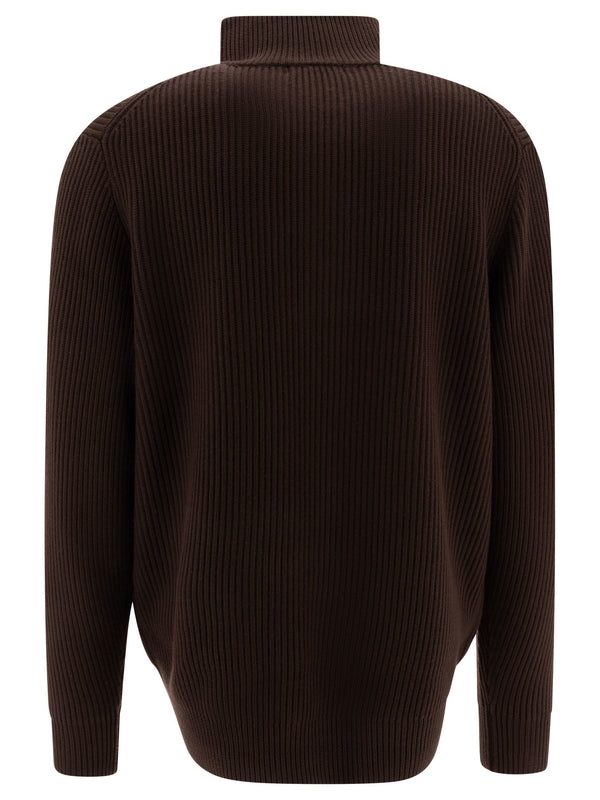 High Neck Half Zip Wool Sweater