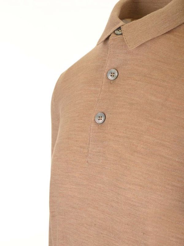 Wool Button-Up Polo Shirt