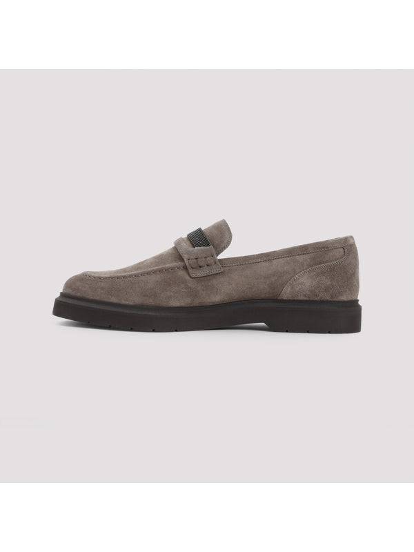 Monili Detail Suede Loafers