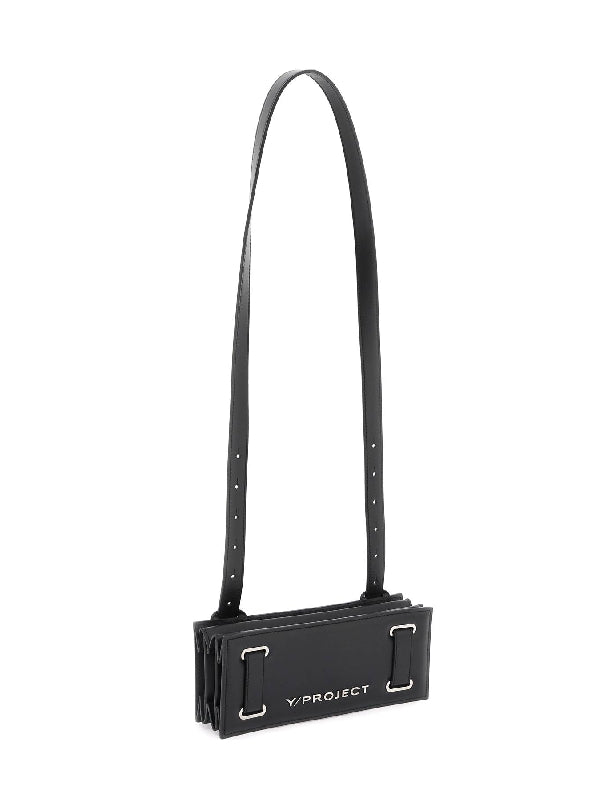 Accordion Logo Leather Crossbody Bag