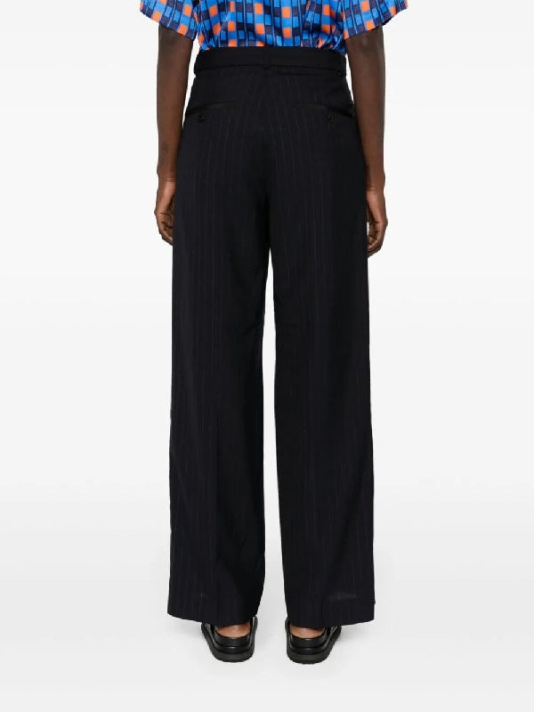 Belted Stripe Pleated Pants