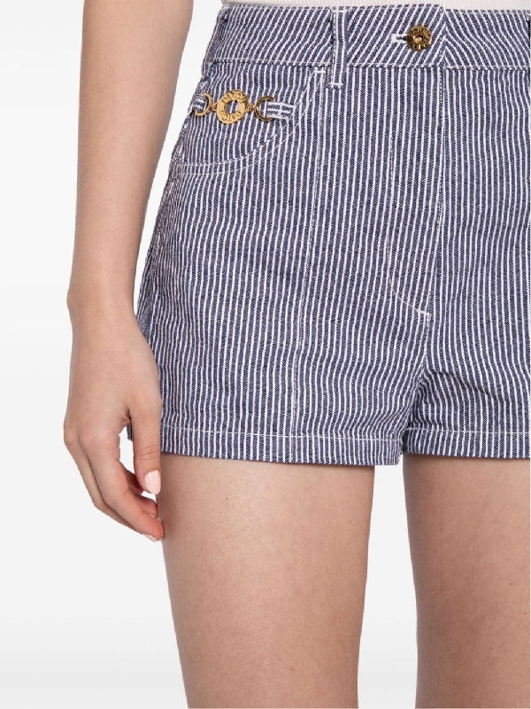 Back Logo Stripe Denim Shorts