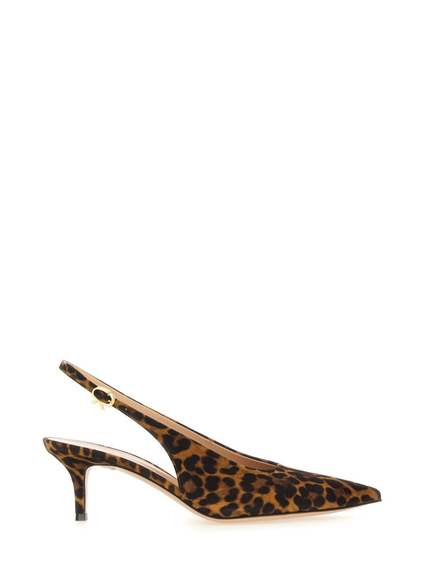 Animal Pattern Leather Slingback Heel