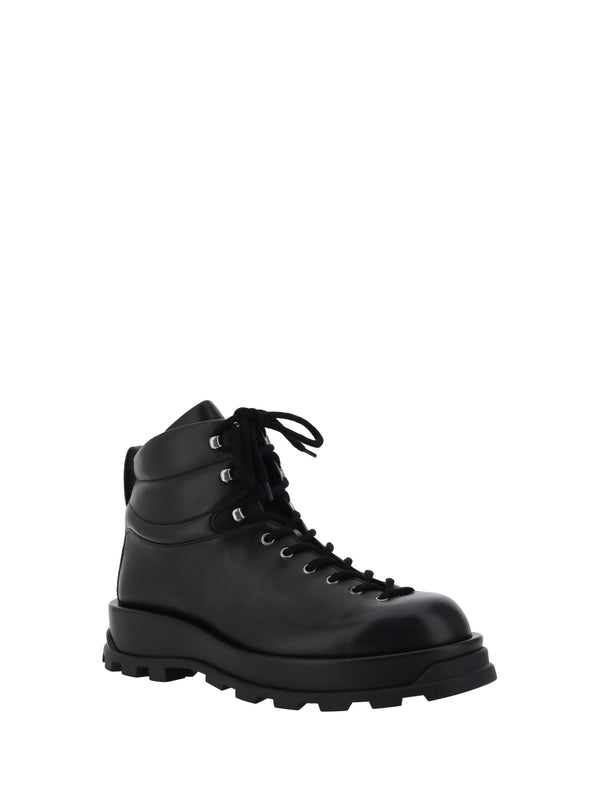 Black Leather Lace-up Boots