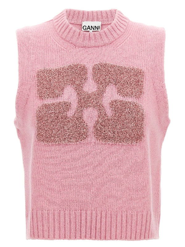 Lurex Logo Knit Vest