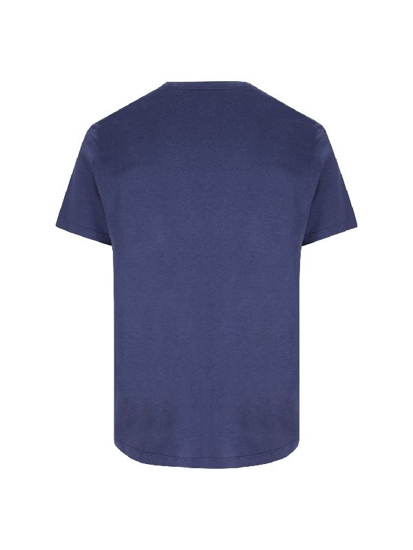 Blue Silk Cotton Crew-neck T-shirt