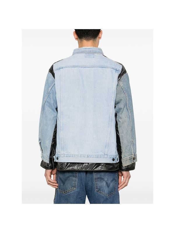 Quilting Nylon Panel Denim Jacket