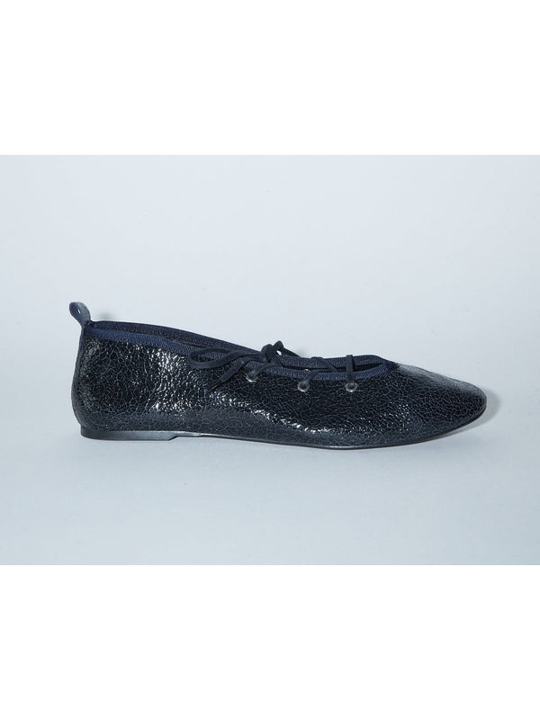 Pina Lace-up Navy Flat Shoes