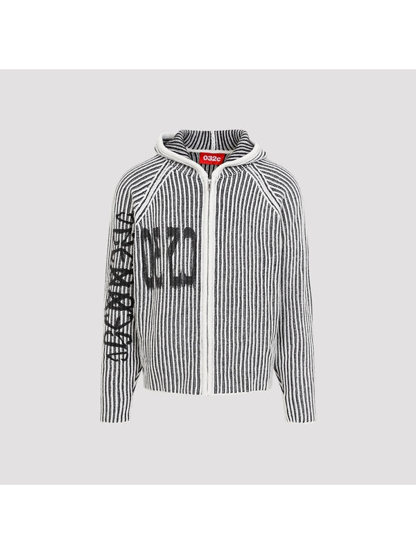 Logo Printing Wool Blend Hoodie Zip-Up