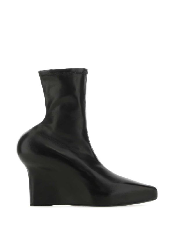 Black Lambskin Ankle Boots Heelss