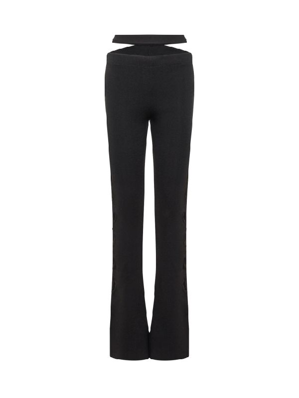 Cutout String Flare Pants