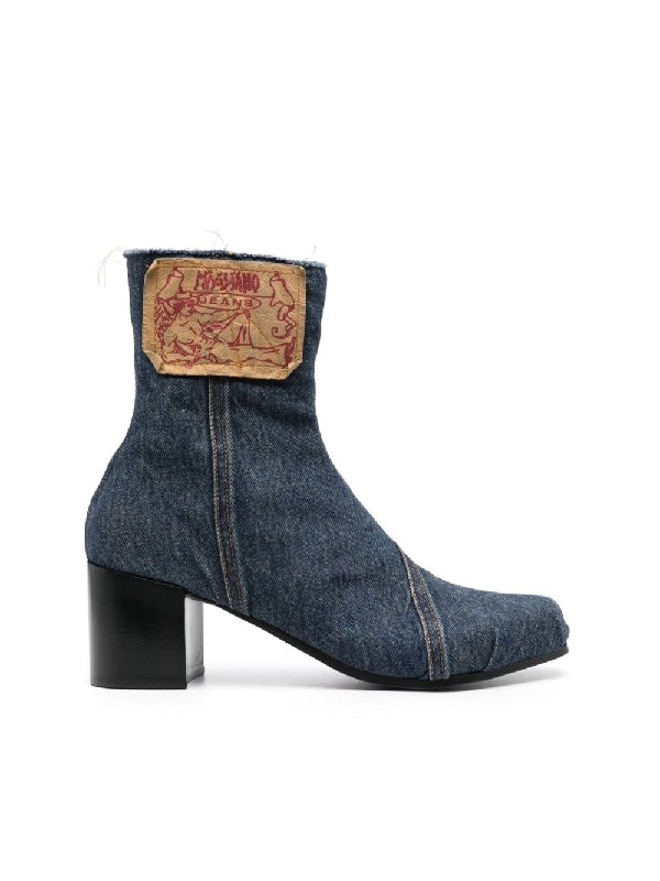 Logo Patch Denim Ankle
  Boots