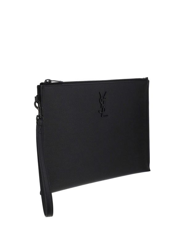 Black Monogram Leather Tablet Clutch