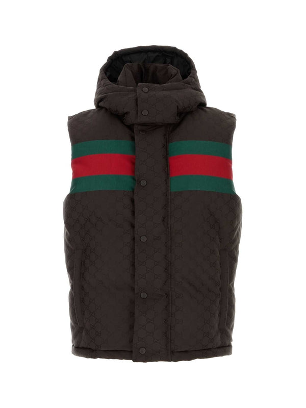 Web Detail Hooded Puffer Vest