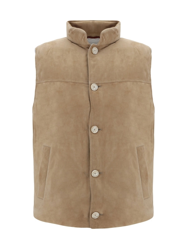 BRUNELLO CUCINELLI - Suede Padded Vest - Jente