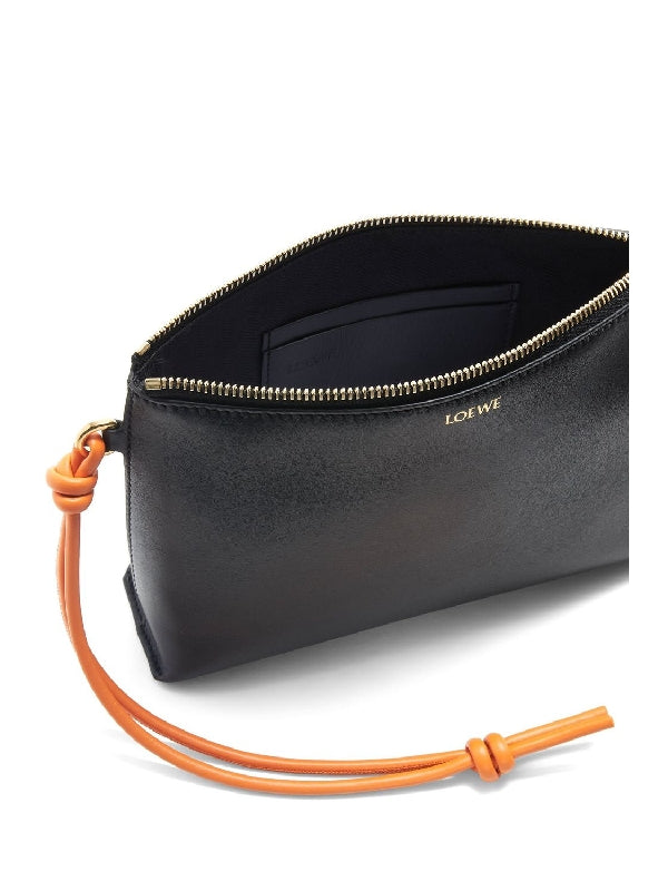 T Strap Leather Clutch