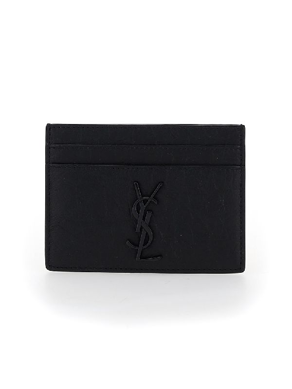 SAINT LAURENT - Croc Embossed Monogram Leather Card
  Wallet - Jente
