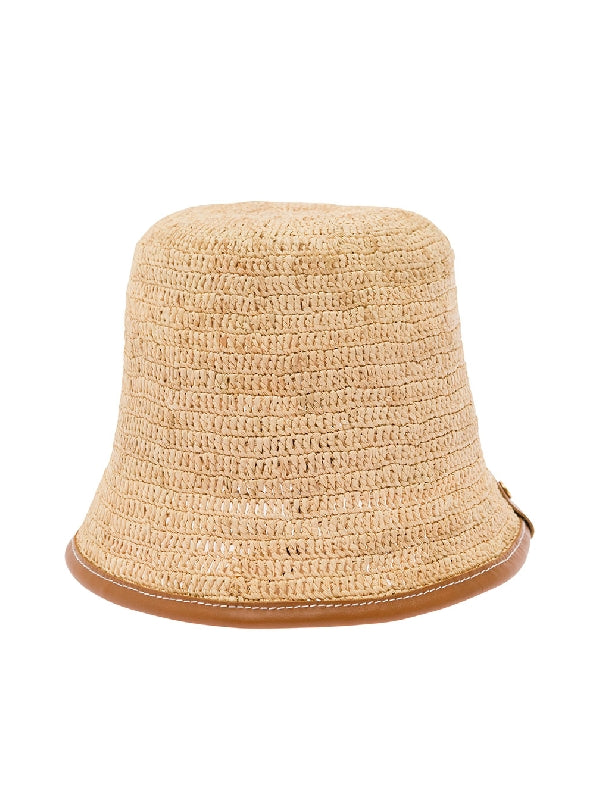 Logo Patch Raffia Bucket Hat