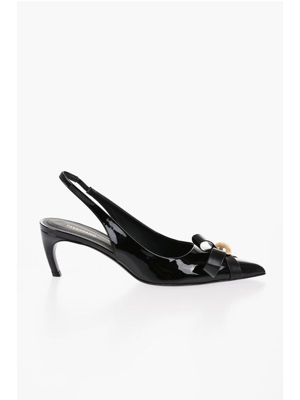 Pointed-Toe Leather Slingback Heels