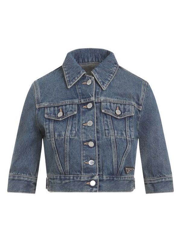 Triangle Logo Cotton Cropped
  Denim Jacket