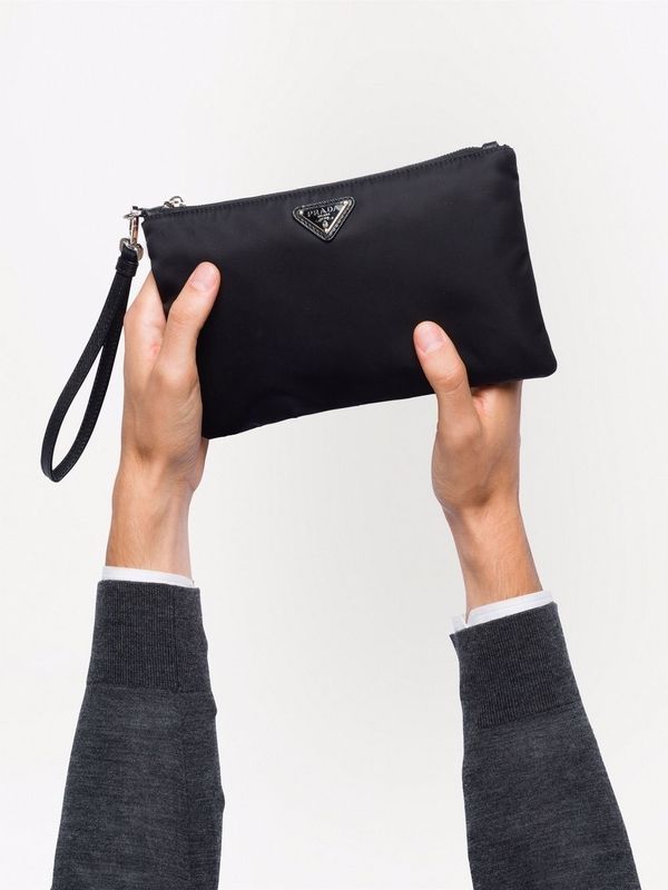 Triangular Logo Re-Nylon Clutch Bag