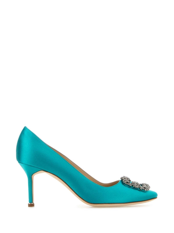 Hankisi Jewel Buckle Satin Pumps Heelss