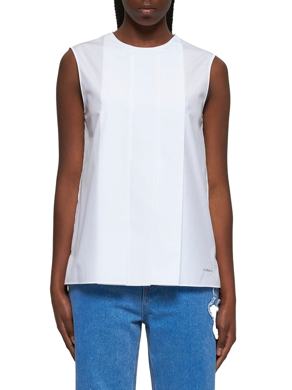 White Cotton Sleeveless Top