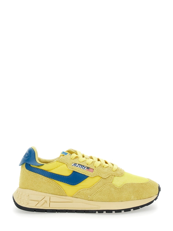 'Reelwind' Yellow Low Top Sneakers with Logo Patch on Tongue and Side in Leather Blend Woman Low Top Sneakers