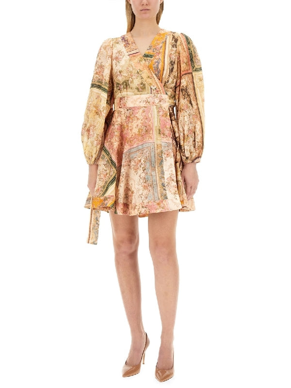 August Floral Printing Wrap Dress