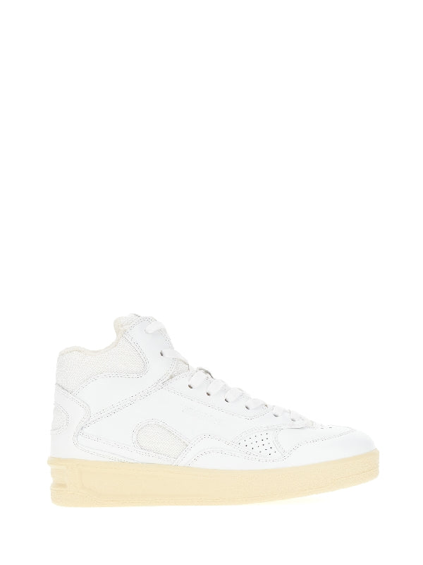 White Leather High-Top Sneakers