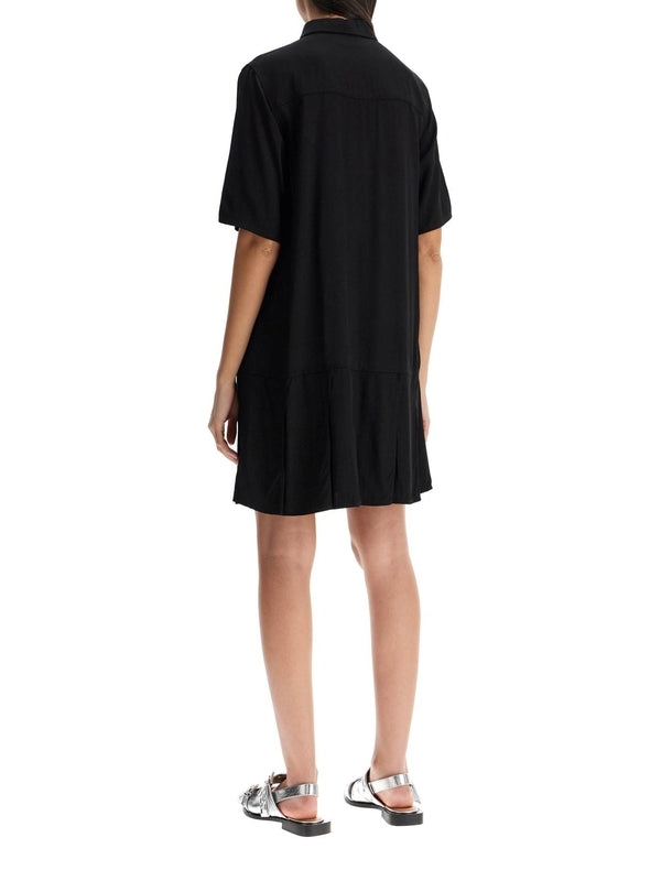 Black Flared Short Sleeve Mini Dress