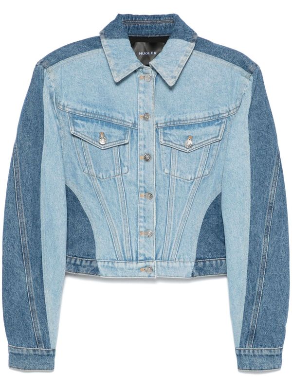 Back Logo Patch Two-Tone Denim Jacket