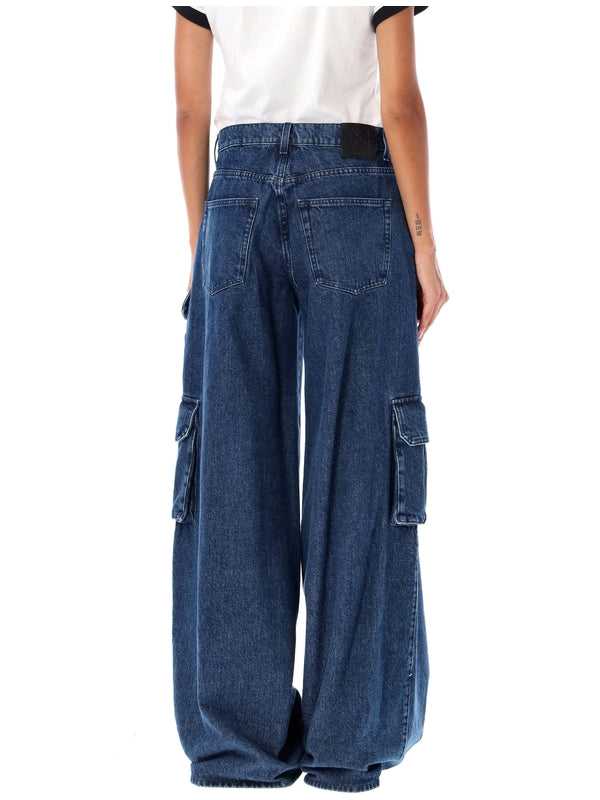 Wide Denim Cargo Pants