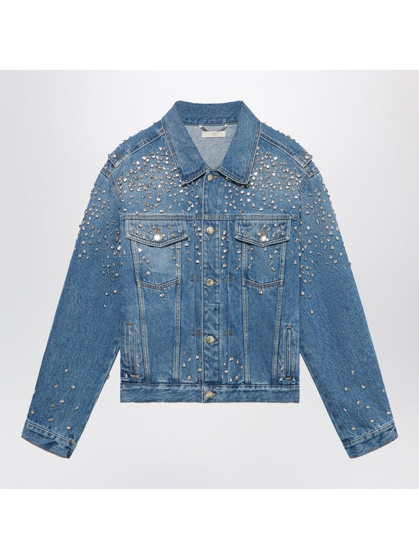 Crystal Embellished Trucker Denim Jacket