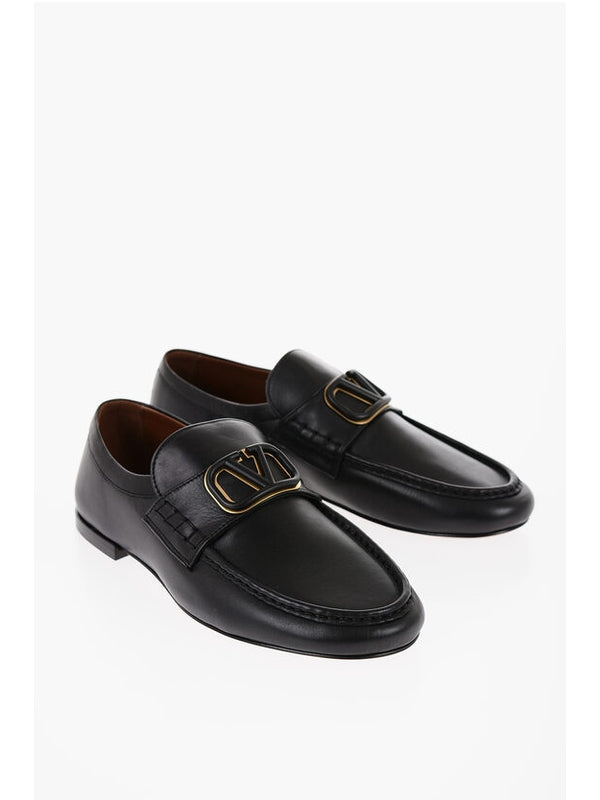 V Logo Calfskin Loafers