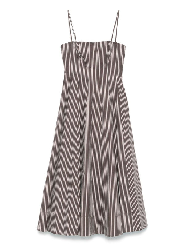 Stripe Cotton Flare Midi Dress