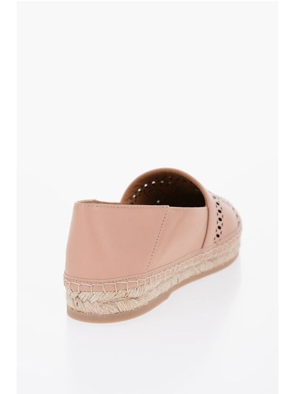 Logo Openwork Leather Espadrilles