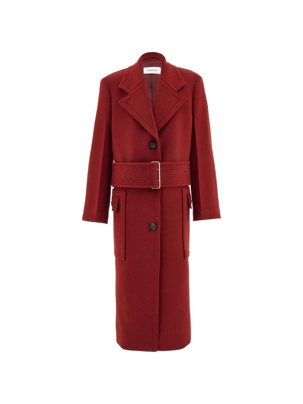 Belt Detail Wool Cashmere Coat