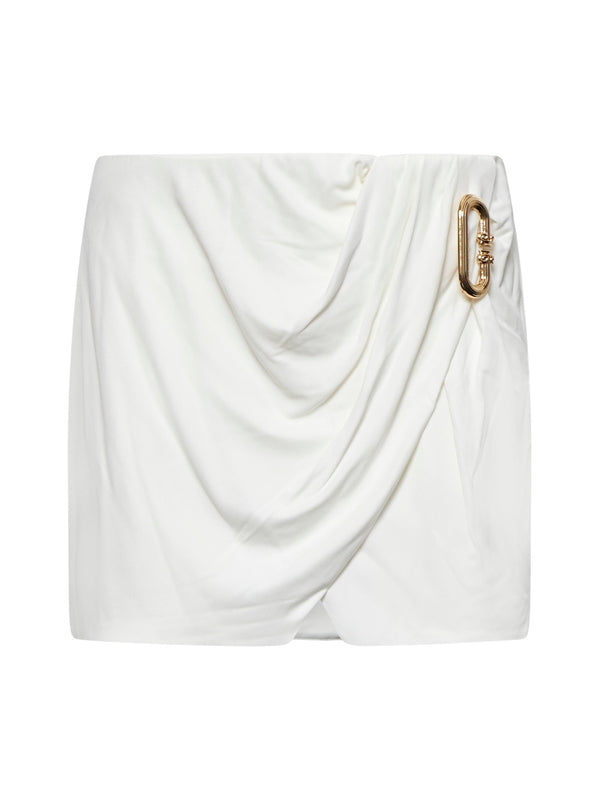 Metal Brooch Drape Mini Skirt