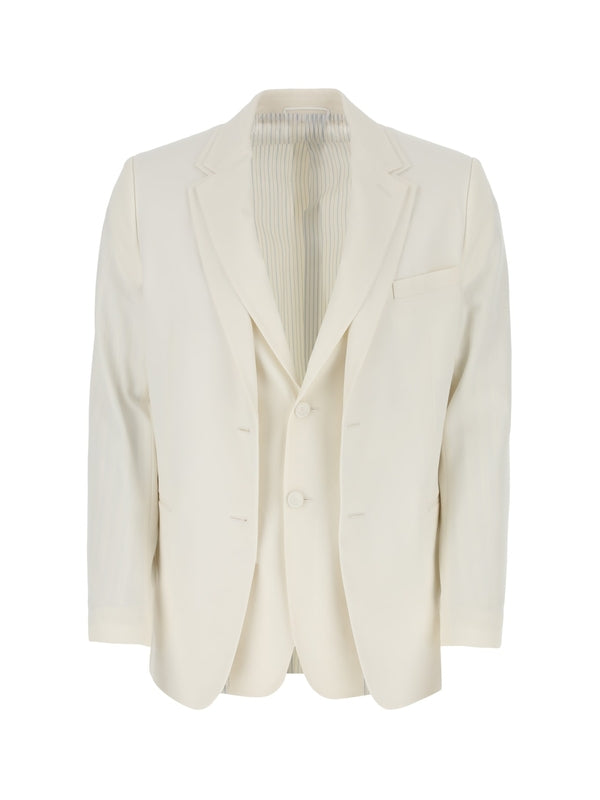 White Layered Single Breasted Jacket