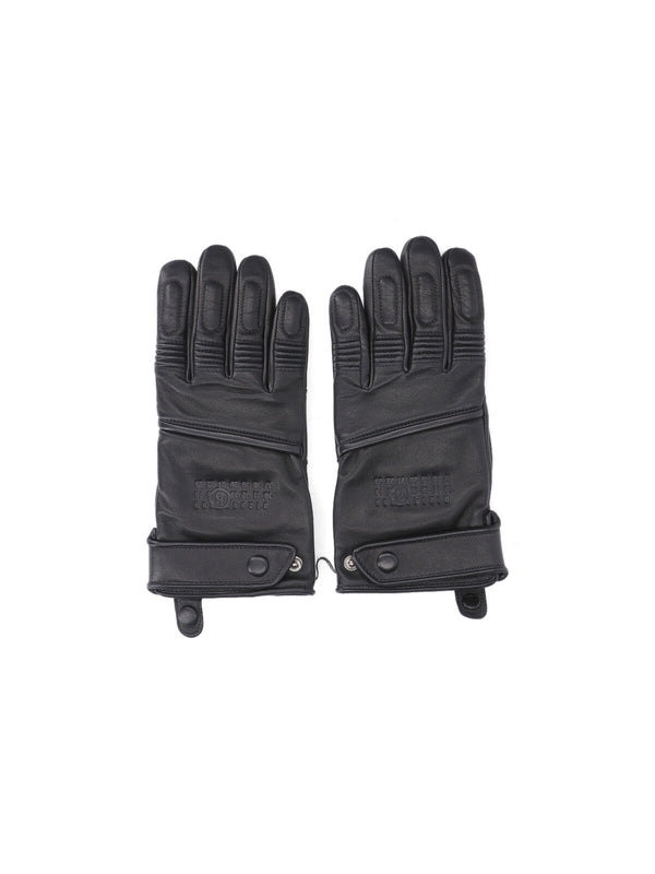 Mm6 Maison Margiela Black Leather Gloves