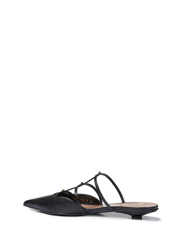 Wispy Rockstud Leather Flat Shoes