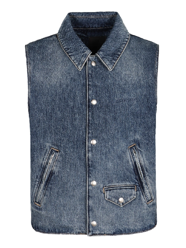 Chest Logo Embroidery Denim Vest
  Jacket