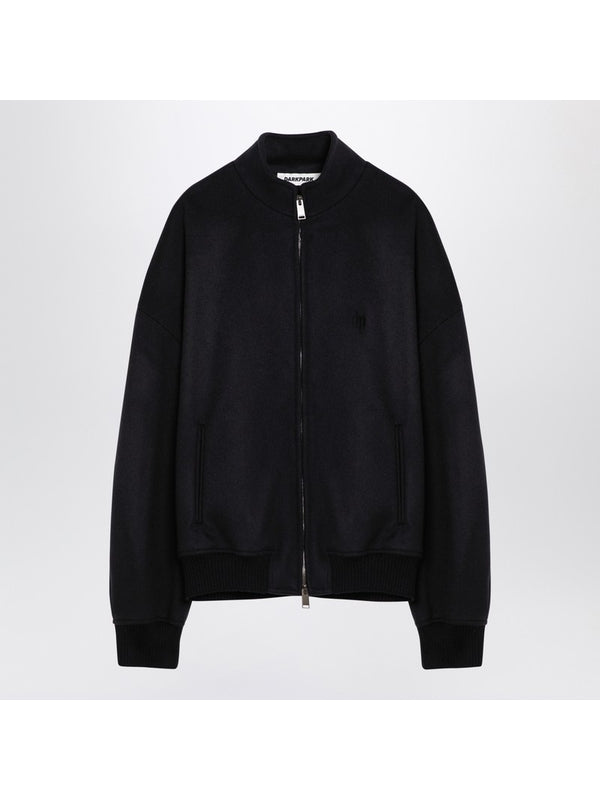 Embroidered Logo Wool Blend Bomber