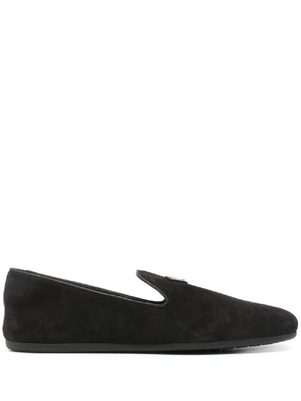 Triangle Logo Suede Slip-On Loafer