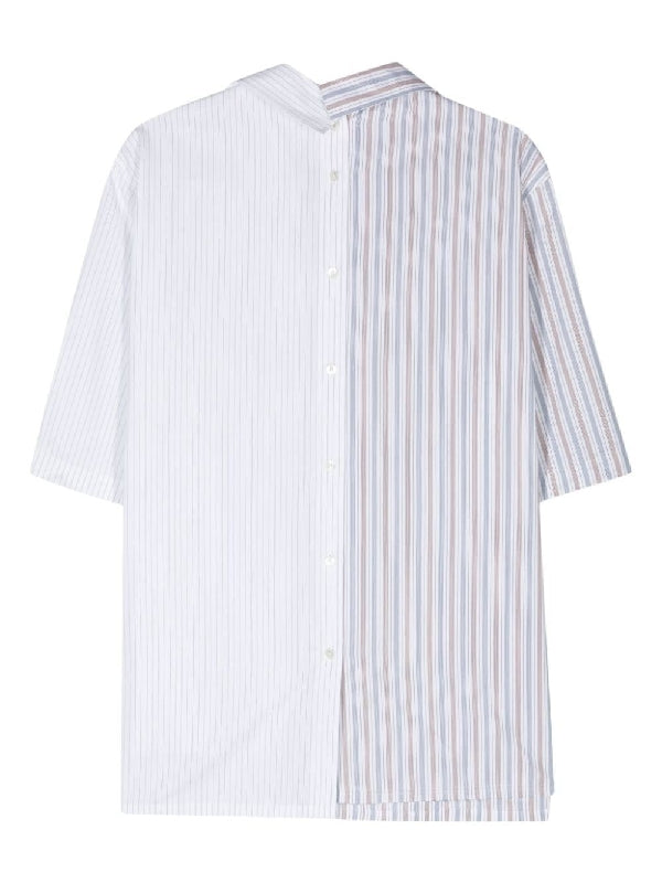 Stripe asymmetric cotton shirt