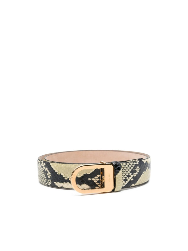 Khaite Animal Pattern Beige Leather Belts