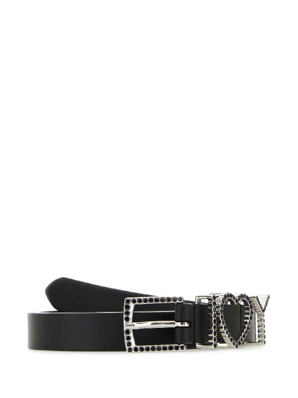 Crystal Y Buckle Leather Belt