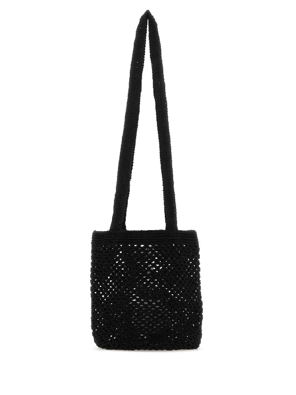 Fishman Black Cotton Shoulder Bag